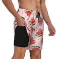 thumbnail image 3 of Goofa Hand Drawn Watermelon Printed Men's Swim Trunks Board Shorts Quick Dry Mens Swimming Trunks with Compression Liner,Breathable Fit Hawaii Beach Shorts-, 3 of 9