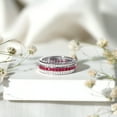 thumbnail image 6 of Rosec Jewels Lab Grown Ruby 3 Row Eternity Ring - AAAA Grade Princess Cut Ruby Wedding Band with Moissanite - with Jewelry Box, 18K White Gold, US 12.00, 6 of 8