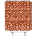 thumbnail image 3 of Boho Geometric Shower Curtain Orange Modern Farmhouse Tribal Retro Western Aztec Abstract Mid Century Art Fabric Bathroom Curtains Decor Set with Hook(72" WX72 H), 3 of 4