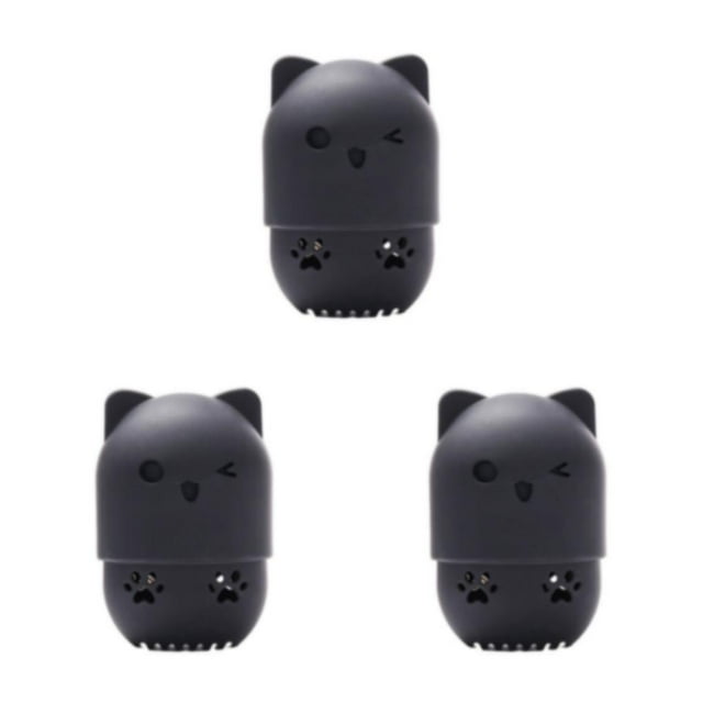 mmirethe Porte-Éponge Pratique en Forme de Chat avec Boîte de Rangement en Silicone Noir 3ensemble