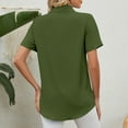 thumbnail image 5 of Blouses for Women Button up Shirts Cotton Short Sleeve Blouses V Neck Casual Tunics Shirt Solid Color Tops, 5 of 8