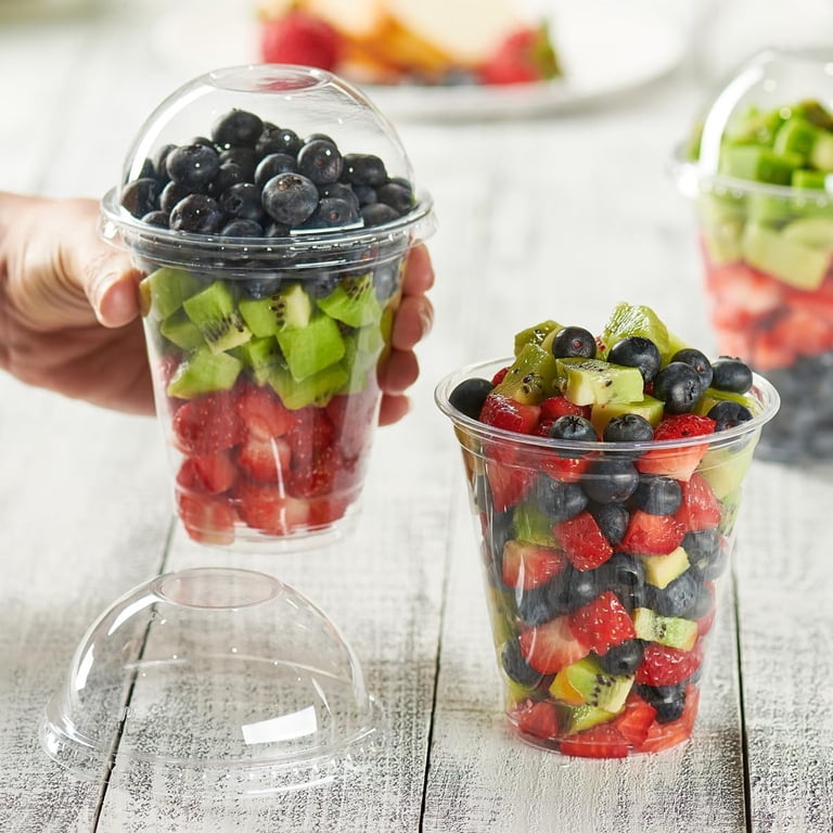 Gusto 12 oz Clear Plastic Cups Disposable Cups with Dome Lids, No Hole 50-Pack, Size: 12oz
