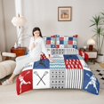 thumbnail image 3 of Castle Fairy Sport Lacrosse 2pcs Bedding Comforter Set for Teens,Blue Red Twin Comforter Sets,Geometric Plaid Breathable Bedding Set,Luxury Bedroom Decor, 3 of 8