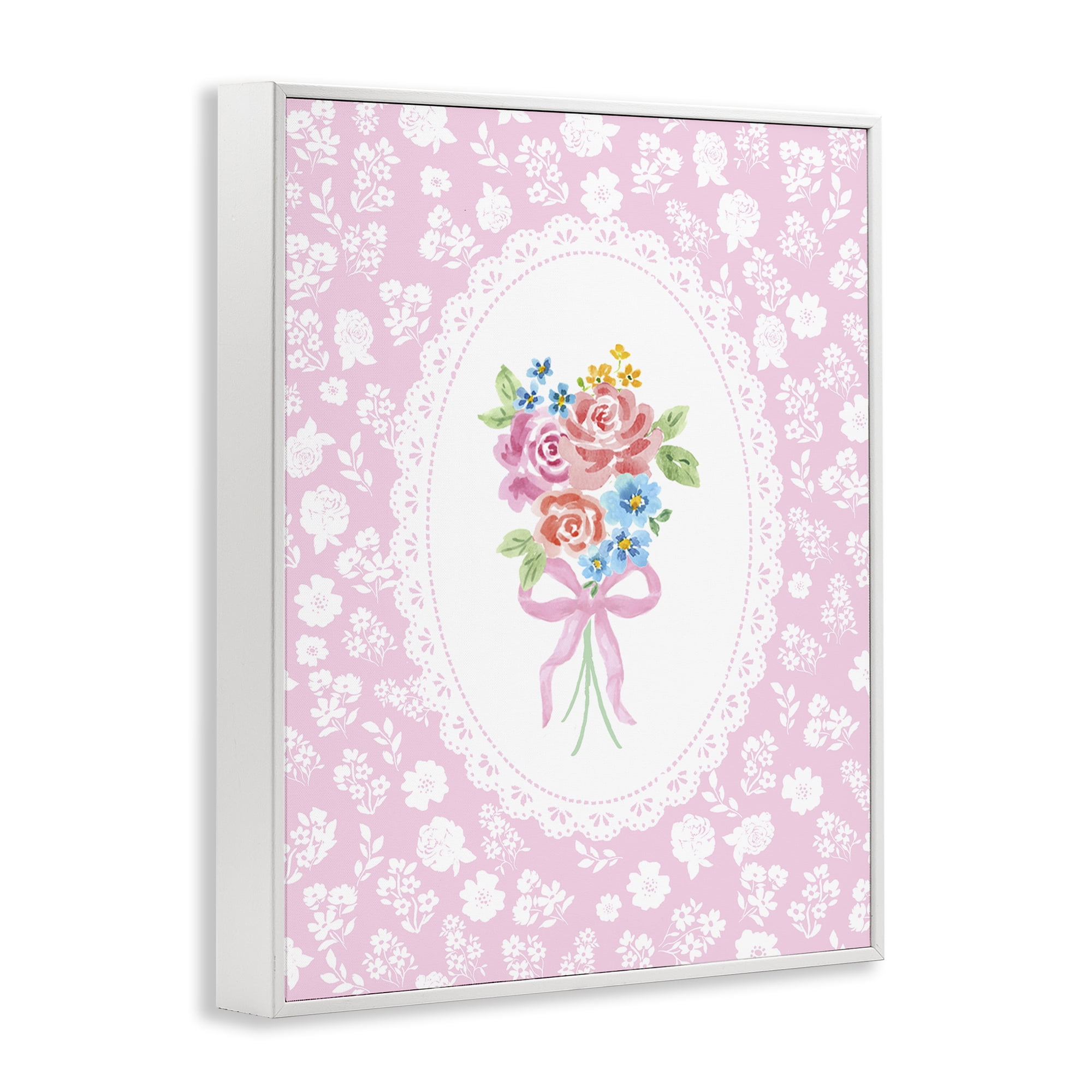 Stupell Industries Pink Feminine Bouquet White Framed Giclee Art, design by Corinne Haig
