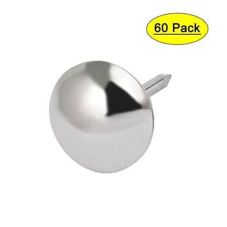 Unique Bargains 7/16' Dia Stainless Steel Upholstery Nail Decorative Tack Stud Push Pin 60PCS