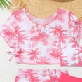 thumbnail image 5 of BOBOGOJP Girls Swimsuit 3 Piece Tropical Print Bikini Set Teens Bathing Suit with Drawstring Quick Dry Cover Up 9-16Y(Pink, 10-11 Years), 5 of 6
