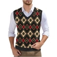 thumbnail image 1 of Camiseta sin mangas con cuello en V para hombre, estilo informal, con estampado vintage, permeable al trabajo y cuello en V., 1 of 5