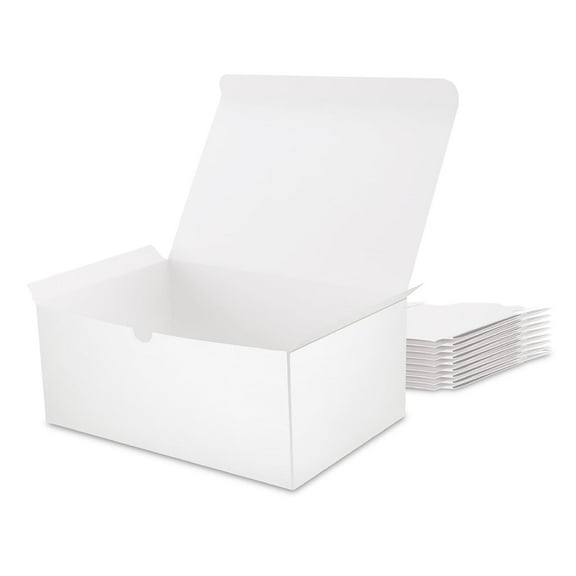 PKGSMART 10 White Gift Boxes with Lids for Light Weight, 9.5x6.5x4 inch, Gift Boxes Bulk for Wedding