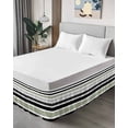 thumbnail image 4 of Sage Green Black Stripe Wrap Around Bed Skirts for King Bed 16" Drop,Bed Skirt with Adjustable Elastic Belt Dust Ruffle Bed Valance for Bedroom Hotel Modern Abstract Coarse Striped Bed Frame Cover, 4 of 7