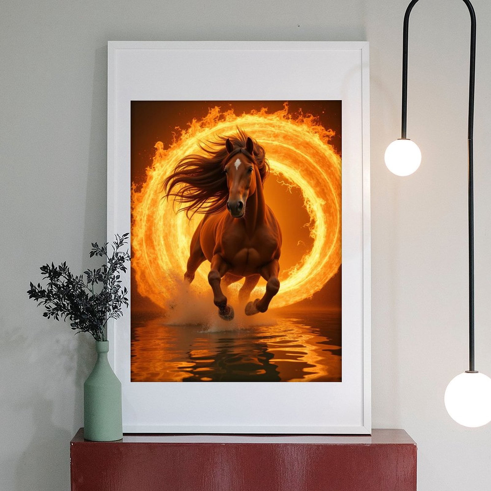 Diamond Art Kit for Adults, Fiery Horse Water Reflection Motion Diamond Painting for Adults Beginners, 5D DIY Diamond Art Painting Kits, Colorful Diamond Painting Craft for Home Decor 12x16