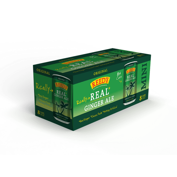 Reed's Real Ginger Ale Non-GMO, 8 Aluminum 7.5 fl oz Cans per 8 Pack Carton Liquids, Gluten Free