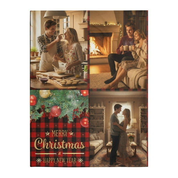 Ireezec Custom Photo Blanket Personalized Fleece Throw with Pictures for Family Christmas Gifts Warm Soft Bedding Decor for Couples Adults Home Use