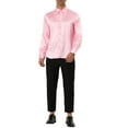 thumbnail image 2 of Unique Bargains Men's Satin V Neck Long Sleeves Button Down Prom Shirts S Pink, 2 of 6