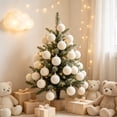 thumbnail image 6 of COM1950s Flocked Christmas Ball Ornaments, Shatterproof Velvet Tree Decorations with Hanging String for Holiday Party and Home Display, 6 of 6