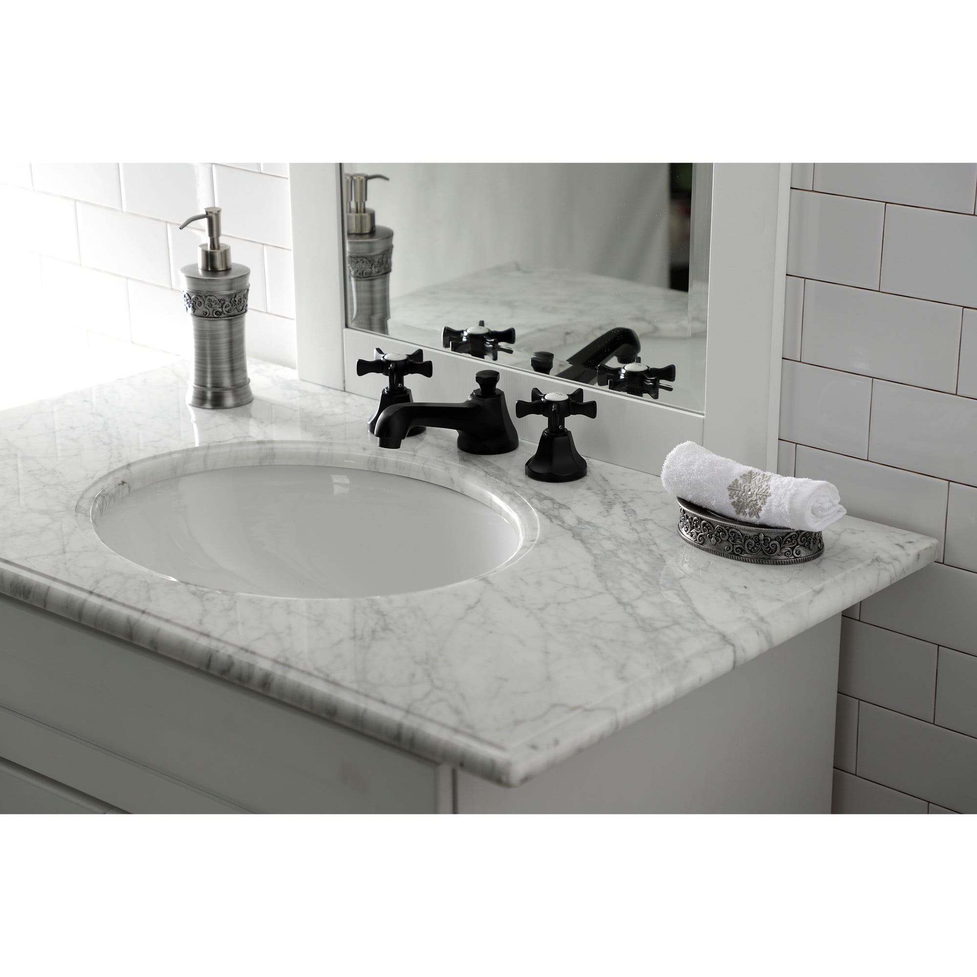 Kingston Brass KS4460NX Hamilton Widespread Bathroom Faucet with Brass Pop-Up, Matte Black