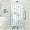 thumbnail image 4 of Nautical Coastal Turtle Shower Curtain, Coral Starfish Seashell Ocean Themed Bathroom Curtain, Underwater Seahorse Bathroom Decor Blue Hookless 36 x 72 inch, 4 of 6