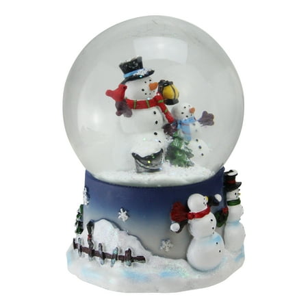 7 Snowman and Snow-Son Musical Christmas Snow Globe Tabletop Decoration