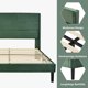 thumbnail image 5 of Cama tapizada 140 x 200 cm, somier con somier de láminas y cabecero, cama doble tapizada, funda de tela de terciopelo en verde oscuro, diseño moderno atemporal, cama juvenil esquí esquí Gafas de esquí, 5 of 5
