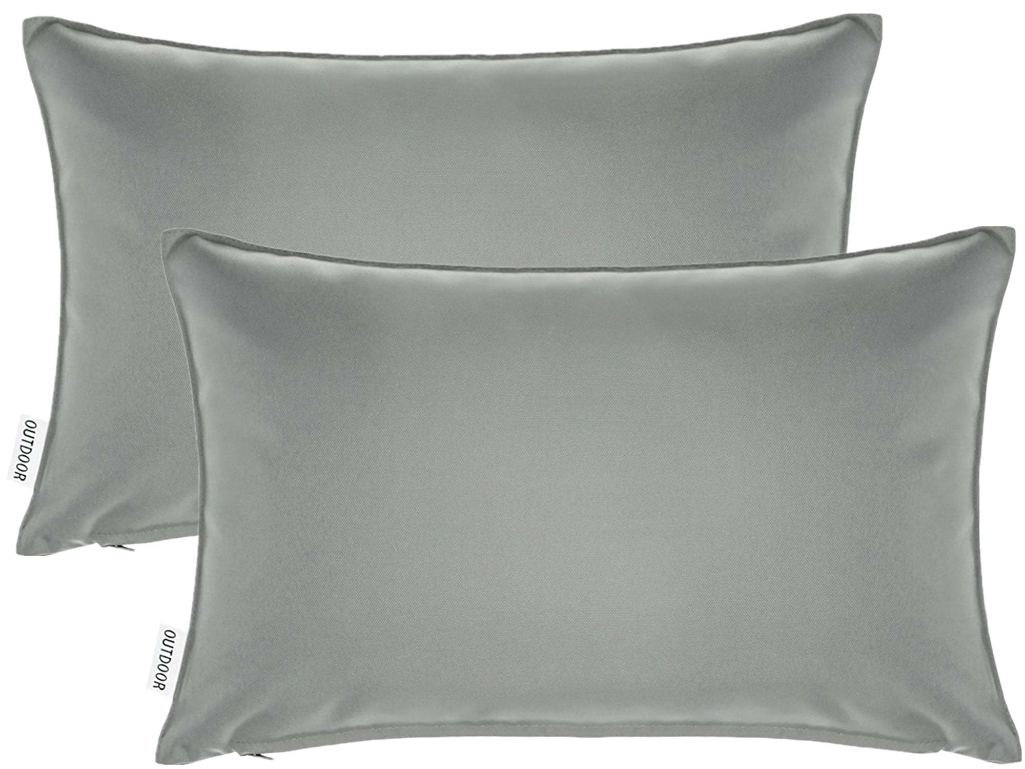 Pack of 2 Outdoor Decorative Throw Pillows 12 x 18 inch Solid Gray