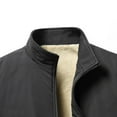 thumbnail image 6 of HOOMEUMY Mens Fleece Lined Jacket Workout Long Sleeve Clothes Fashion 2025 Trendy Classic Solid Coat Stand Collar Jacket Thicken Design Casual Black L, 6 of 8