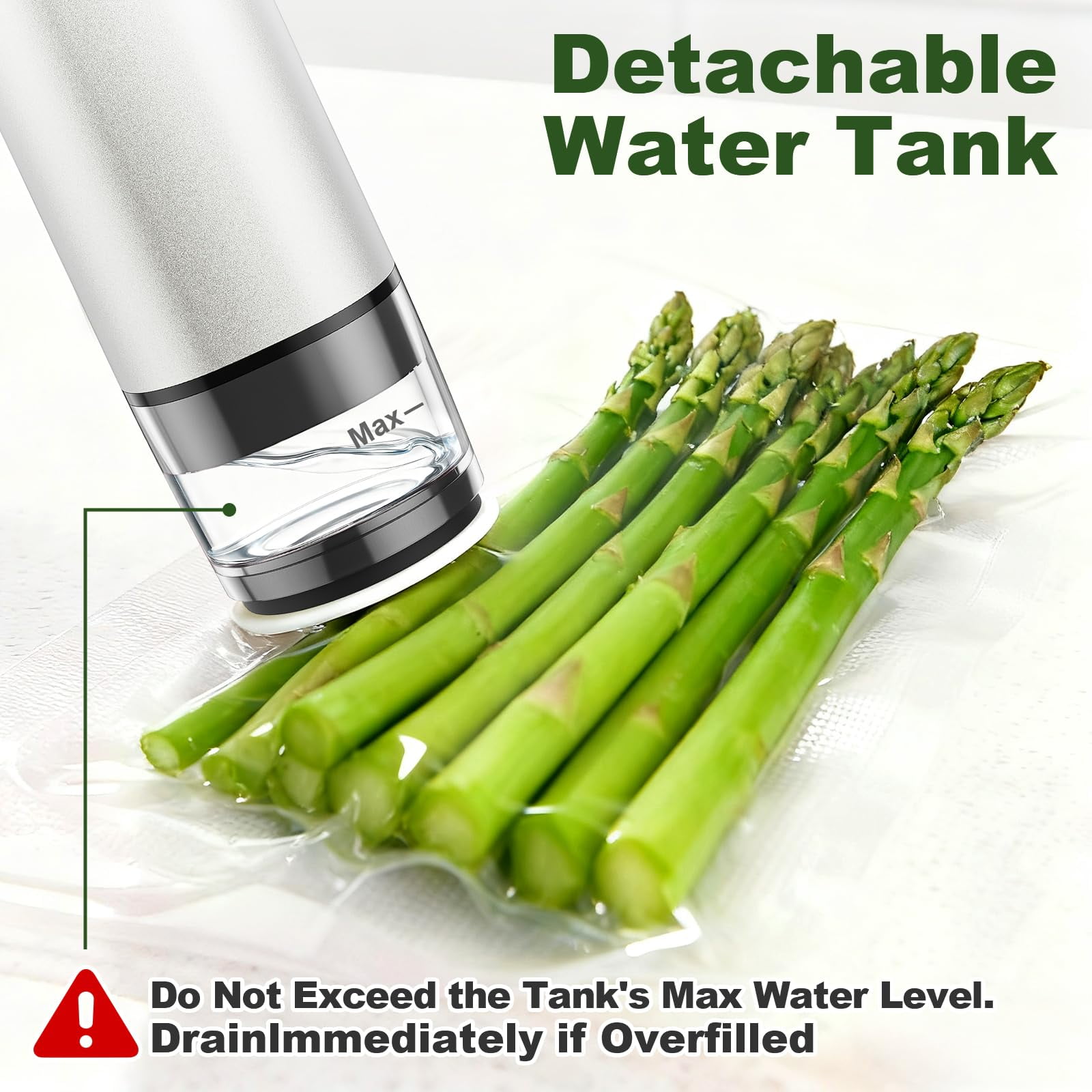 TOCOKEID Metal Handheld Vacuum Sealer, 60kPa Portable Food Sealer with Detachable Tank, 30 Bags & 2 Clips for Kitchen, Camping, Travel Storage
