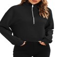 thumbnail image 2 of Sweatshirts Demi-Zip pour Femmes Col Montant Manches Longues Pull Tops, 2 of 5