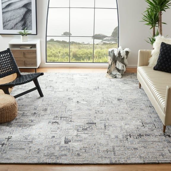 SAFAVIEH Abstract Edvin Abstract Area Rug, Ivory/Black, 9' x 12'