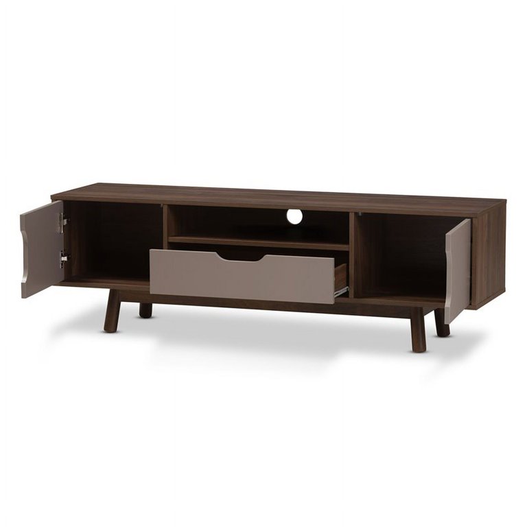 Baxton Studio Britta Mid Century Modern Walnut Brown and Grey Two