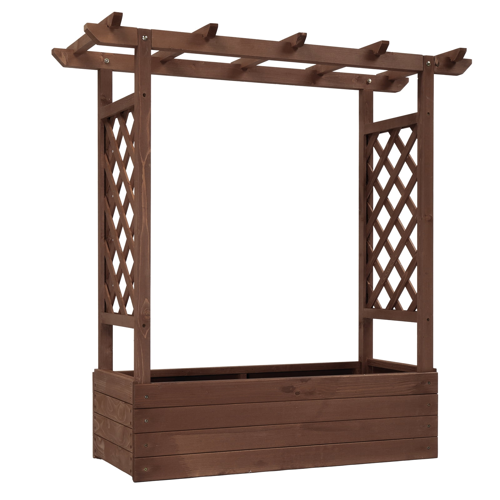 Raised Garden Bed Wooden Planting Frame Carbonized, 43.5*17.5*44.5
