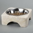 thumbnail image 3 of Creative Home 1 Pint Natural Champagne Marble Pet Food Water Set with Removable Stainless Steel Bowl, 3 of 3