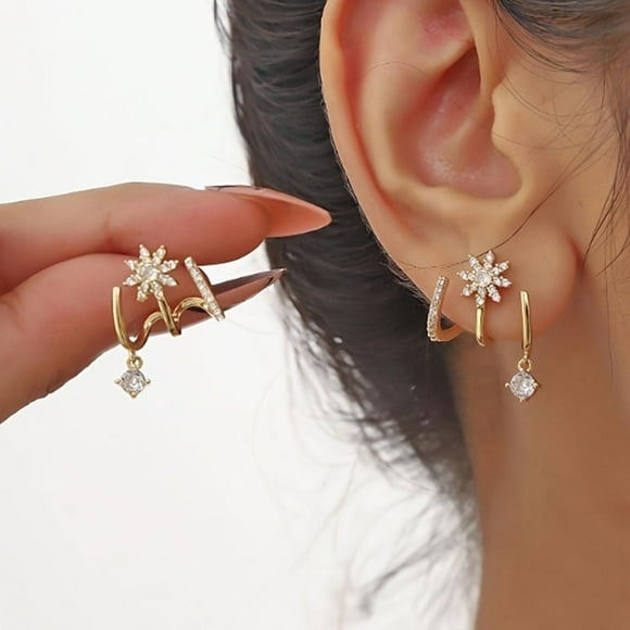 ATJIA Claw Earrings for Women Gold Plated Cuff Earrings Minimalist Ear Wrap Piercing Stud Earrings