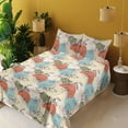 thumbnail image 2 of Ambesonne Tropical Abstract Fitted & Flat Sheet with Shams 4 Pcs Set, Vintage Floral, Calking, Pale Rust Beige and Pale Teal, 2 of 5