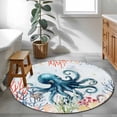 thumbnail image 3 of Coastal Nautical Octopus Round Area Rug 3Ft Washable Small Circle Rugs for Kitchen Entryway, Oceans Corals Starfish Jellyfish Non-Slip Carpet Floor Mats Indoor Outdoor Carpet Runner Home Decor, 3 of 8