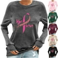thumbnail image 5 of Breast Cancer Sweatshirts Womens Vintage Loose Fit Casual Pullover Crew Neck Sweatshirt Long Sleeve Tops (S, Green), 5 of 5