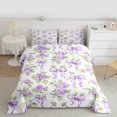 thumbnail image 3 of Manfei Rustic Flower Floral Queen Comforter Set, Vintage Garden Purple Rose Bedding Sets, French Bohemian Style Reversible Bedding Comforter Set, Lightweight Room Decor, 3-Piece, 3 of 9