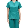 thumbnail image 4 of Conjunto de uniforme exfoliante para mujer, traje lavable a máquina con cuello en V, cintura elástica, ropa de trabajo para enfermera, ropa de trabajo Verde, 4 of 5