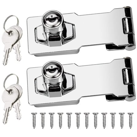 Keyed Lock Hasp 2pcs,90 Degree Hasp Lock Rotation Knob Metal Locking with Key