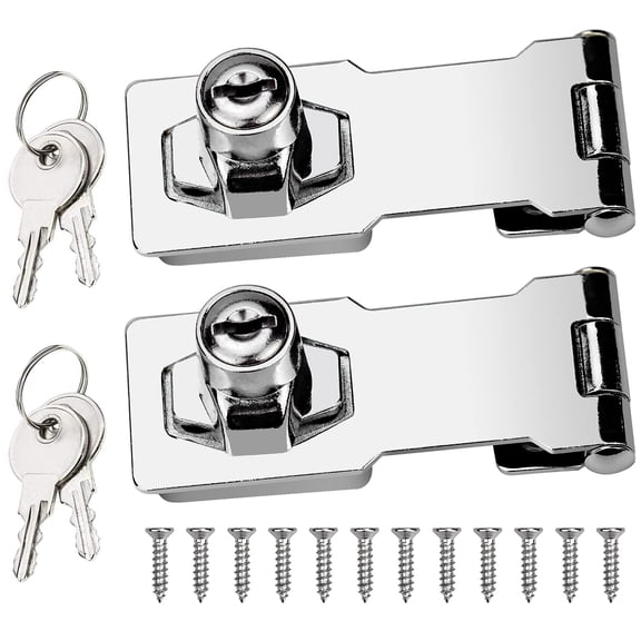 Keyed Lock Hasp 2pcs,90 Degree Hasp Lock Rotation Knob Metal Locking with Key