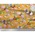 thumbnail image 3 of Soimoi polyester Crepe Fabric Leaves,Floral & Hummingbird Bird Printed Fabric 1 Yard 42 Inch Wide, 3 of 3