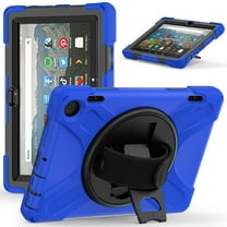 XYX Case for Fire HD 8 & 8 Plus (12th/10th Generation, 2024/2022/2020) with 360 Degree Rotating, Hand Strap, Shoulder Strap, Blue