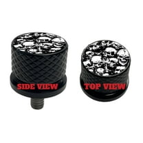 Skulls Large Knurled Aluminum Rear 1/4-20 Black Seat Bolt Fits Harley Davidson 1996-2024 . Custom Made In the USA