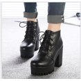 thumbnail image 3 of Nuevos botines de mujer a la moda de cuero negro, moda de otoño, piel Sexy, botas de plataforma impermeables antideslizantes para motocicleta, zapatos para mujer, 3 of 5