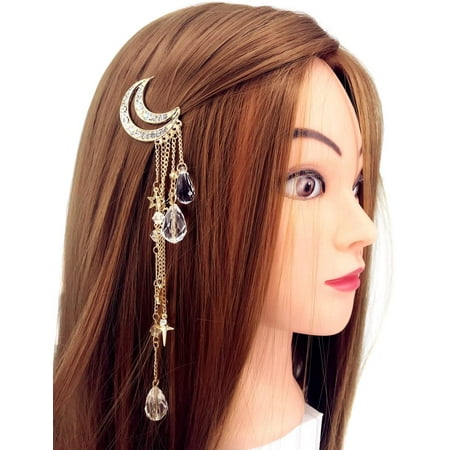 Moon Rhinestone Tassel with Crystal Beads Charms Hair Clip Pin Hair Chain Jewelry Hair Accessories (Gold) | Walmart Canada Moon Rhinestone Tassel with Crystal Beads Charms Hair Clip Pin Hair Chain Jewelry Hair Accessories (Gold) | Walmart Canada