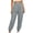 Gray, variant on Womens Tapered Cargo Pants High Waist Wide Waistband Jogger Trousers with Pockets Casual Streetwear White