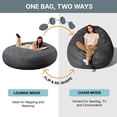 thumbnail image 5 of Jaxx 6-Foot Giant Bean Bag Chair, Convertible 2-in-1 Chair & Bed for Adults, Microsuede Black, 5 of 8