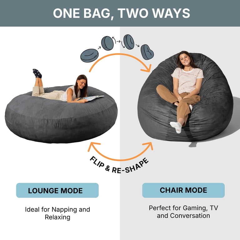 Jaxx 6-Foot Giant Bean Bag Chair Bed, Convertible 2-in-1