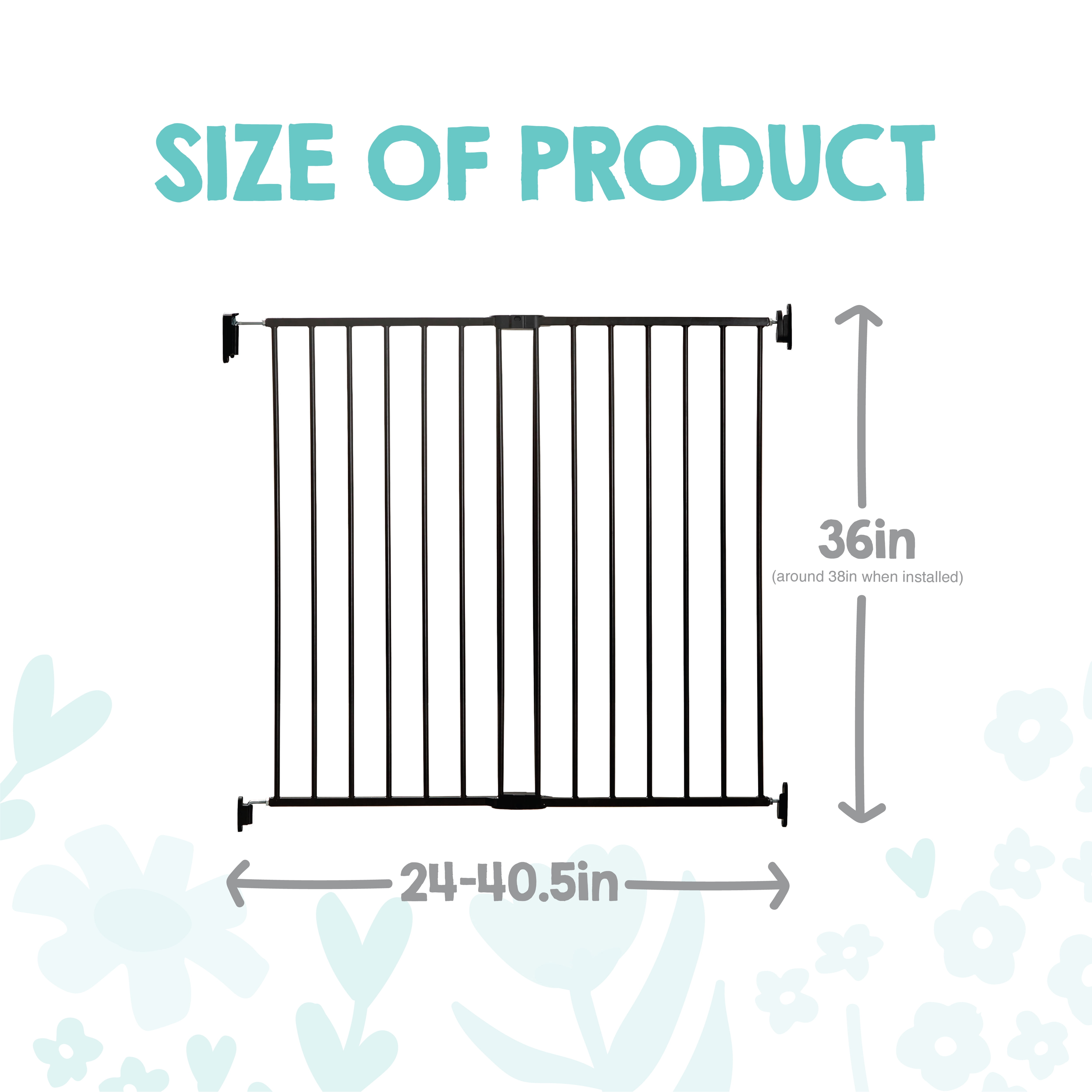 Regalo Extra Tall Baby Safety Gate for Stairways and Hallways, 38 Inch Tall, Black