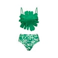 Green Flower Bikini Women Swimsuit with Cover UpPrint Bikini Set Push ...