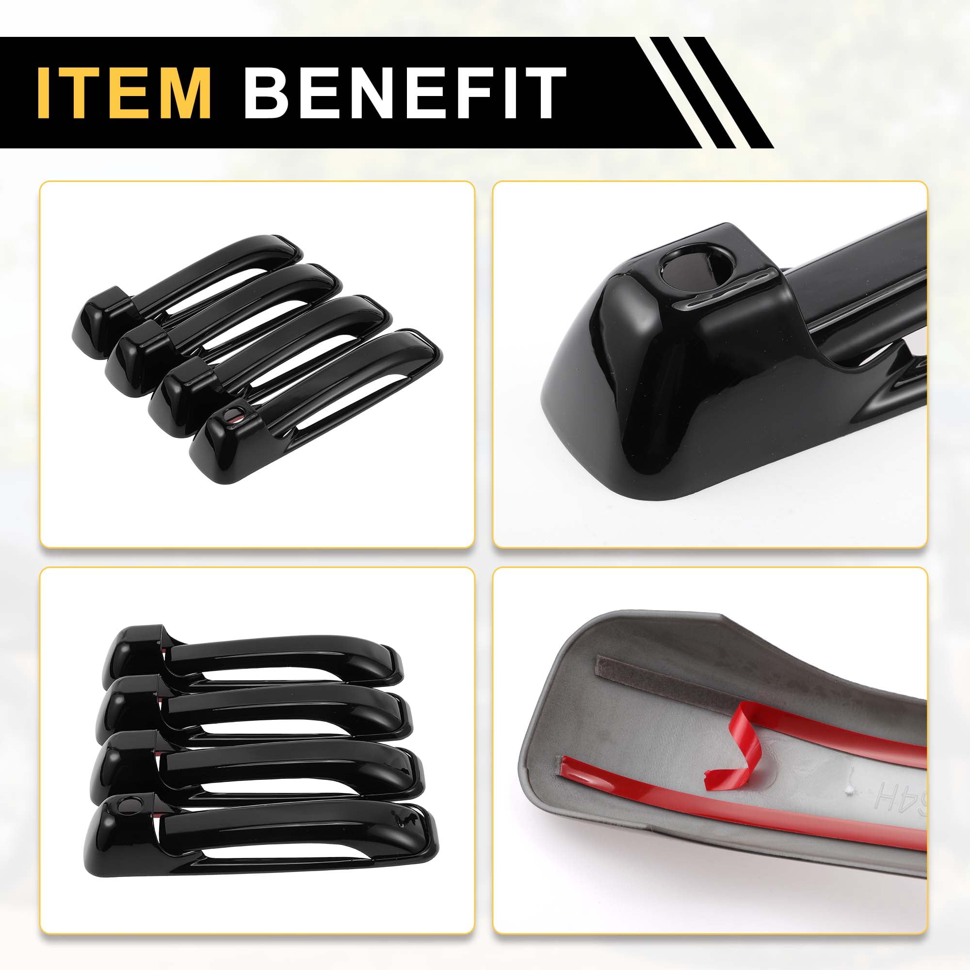 Unique Bargains 4pcs Exterior Door Handle Cover for Dodge for Ram 1500 2009-2018 Black
