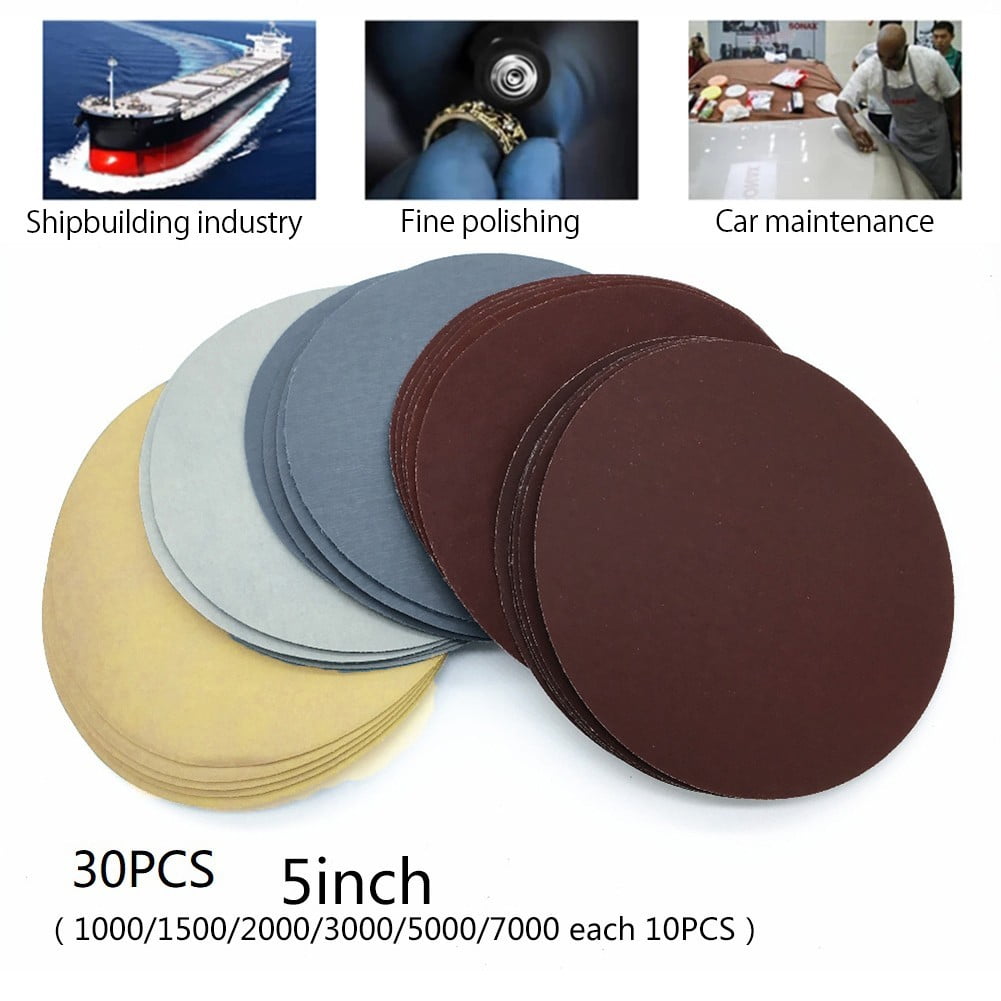 Polishing Sanding Discs Furniture 5" inch Flocking sandpaper 1000-7000 girt New 